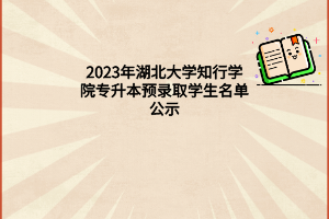 2023年湖北大学知行学院专升本预录取学生名单公示