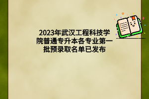 2023年武汉工程科技学院普通专升本各专业第一批预录取名单已发布