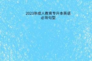 2023年成人高考专升本英语必背句型