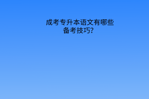 成考专升本语文有哪些备考技巧？