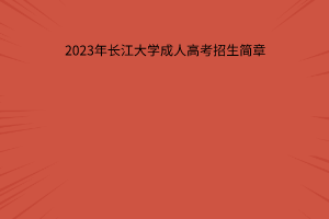 2023年长江大学成人高考招生简章