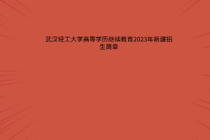 2023年武汉轻工大学高等学历继续教育新疆招生简章