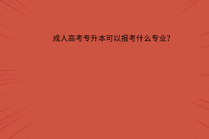 成人高考专升本可以报考什么专业？