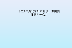 2024年湖北专升本补录，你需要注意些什么？