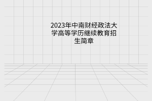 2023年中南财经政法大学高等学历继续教育招生简章