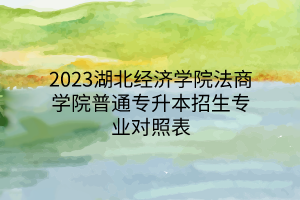 2023湖北经济学院法商学院普通专升本招生专业对照表