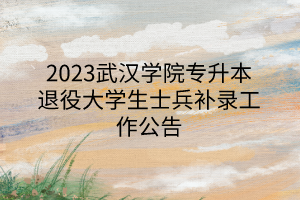 2023武汉学院专升本退役大学生士兵补录工作公告
