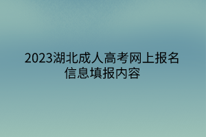 2023湖北成人高考网上报名信息填报内容