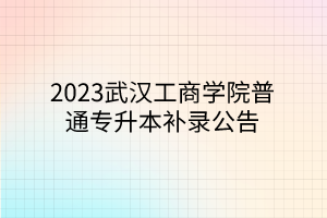 2023武汉工商学院普通专升本补录公告