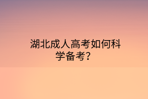 湖北成人高考如何科学备考？