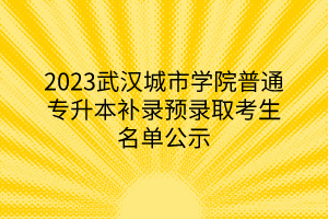 2023武汉城市学院普通专升本补录预录取考生名单公示
