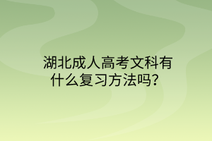 湖北成人高考文科有什么复习方法吗？