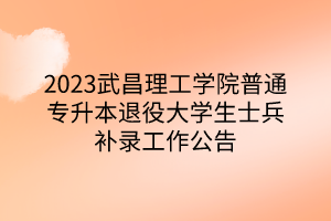 2023武昌理工学院普通专升本退役大学生士兵补录工作公告