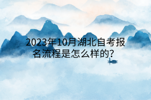 2023年10月湖北自考报名流程是怎么样的？