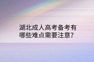 湖北成人高考备考有哪些难点需要注意？