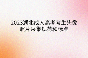 2023湖北成人高考考生头像照片采集规范和标准