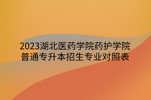 2023湖北医药学院药护学院普通专升本招生专业对照表