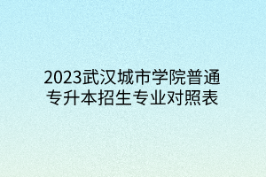 2023武汉城市学院普通专升本招生专业对照表