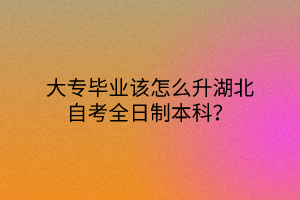 大专毕业该怎么升湖北自考全日制本科？