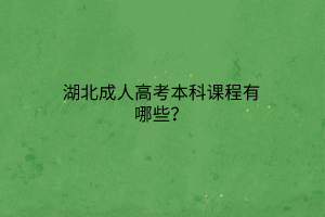 湖北成人高考本科课程有哪些？