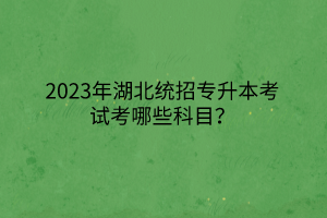 2023年湖北统招专升本考试考哪些科目？