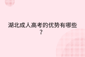 湖北成人高考的优势有哪些？