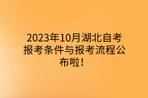 2023年10月湖北自考报考条件与报考流程公布啦！