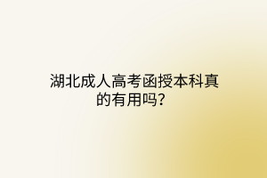 湖北成人高考函授本科真的有用吗？