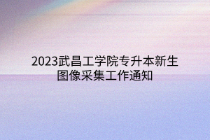 2023武昌工学院专升本新生图像采集工作通知