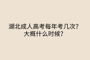 湖北成人高考每年考几次？大概什么时候？