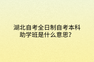 湖北自考全日制自考本科助学班是什么意思？