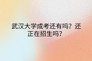 武汉大学成考还有吗？还正在招生吗？