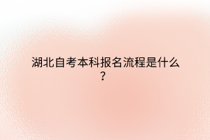 湖北自考本科报名流程是什么？