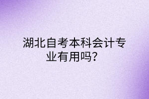 湖北自考本科会计专业有用吗？