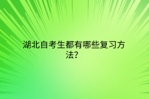 湖北自考生都有哪些复习方法？