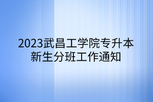 2023武昌工学院专升本新生分班工作通知