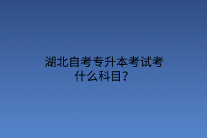 湖北自考专升本考试考什么科目？