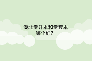 湖北专升本和专套本哪个好？