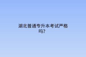 湖北普通专升本考试严格吗？