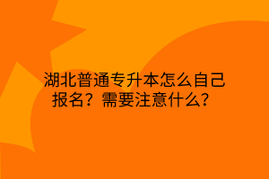 湖北普通专升本怎么自己报名？需要注意什么？