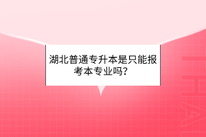 湖北普通专升本是只能报考本专业吗？