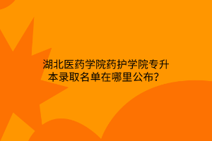 湖北医药学院药护学院专升本录取名单在哪里公布？