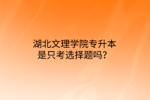 湖北文理学院专升本是只考选择题吗？