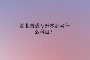湖北普通专升本都考什么科目？