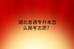 湖北普通专升本怎么报考志愿？