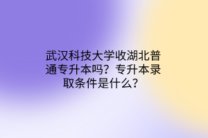 武汉科技大学收湖北普通专升本吗？专升本录取条件是什么？