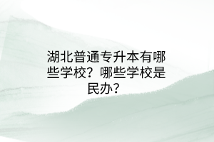 湖北普通专升本有哪些学校？哪些学校是民办？