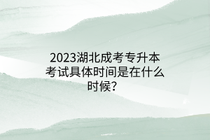 2023湖北成考专升本考试具体时间是在什么时候？