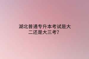 湖北普通专升本考试是大二还是大三考？