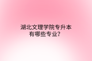 湖北文理学院专升本有哪些专业？